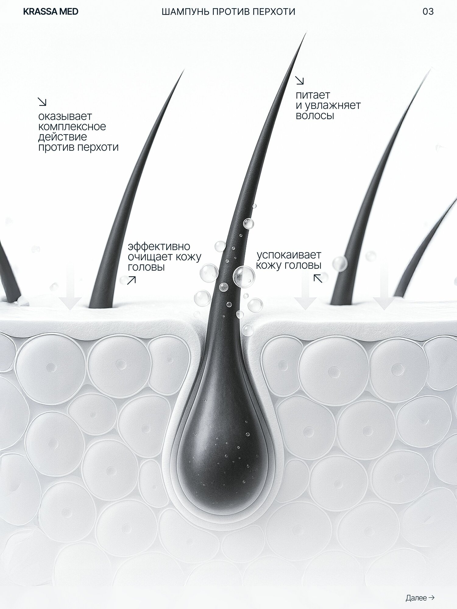KRASSA MED Шампунь для волос против перхоти климбазол+трегалоза, 300 мл — фото 1