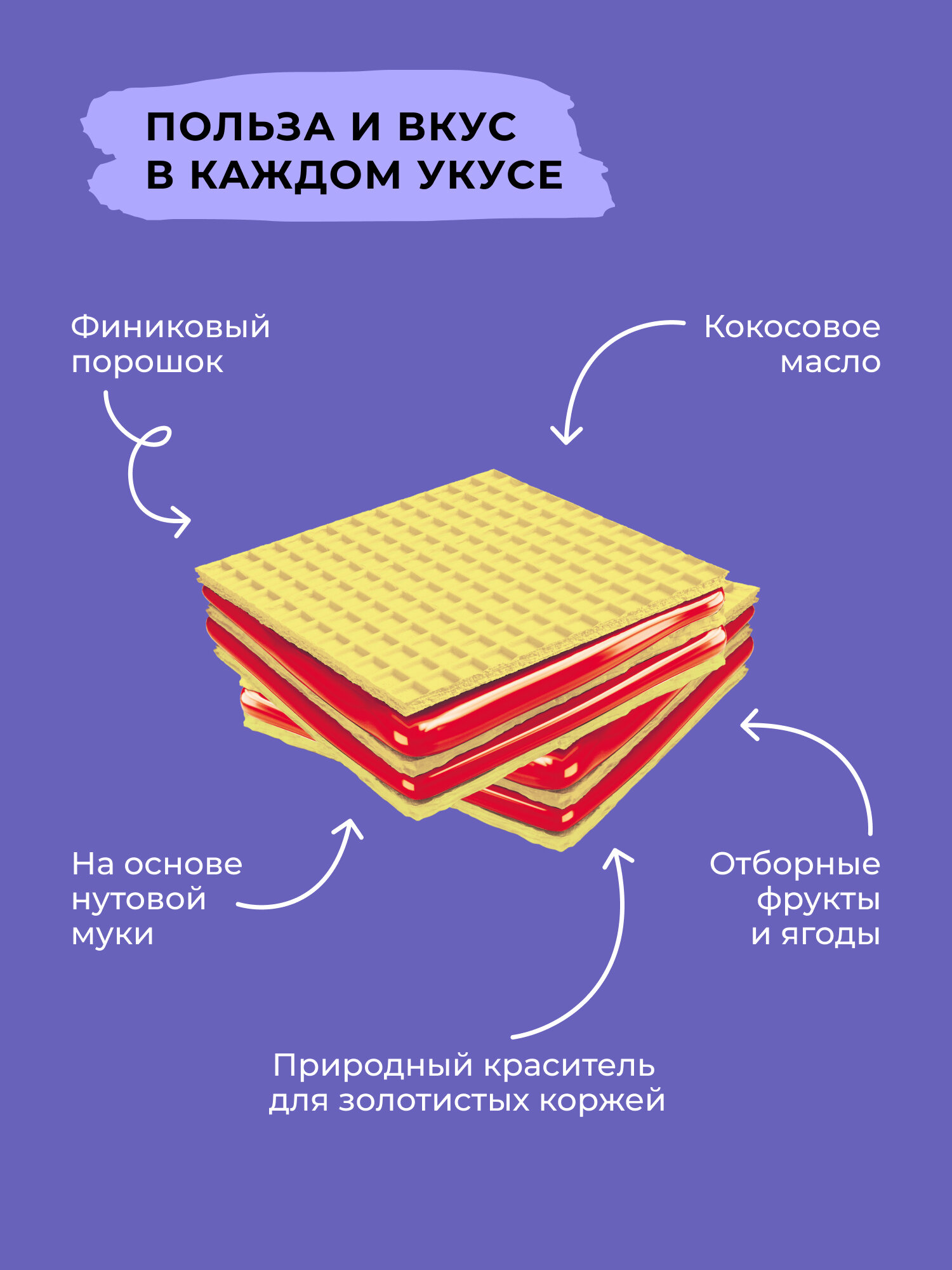 Вафли без сахара, Take a Bitey / Bite, Манго-Морковь, 8 шт по 35 гр — фото 1