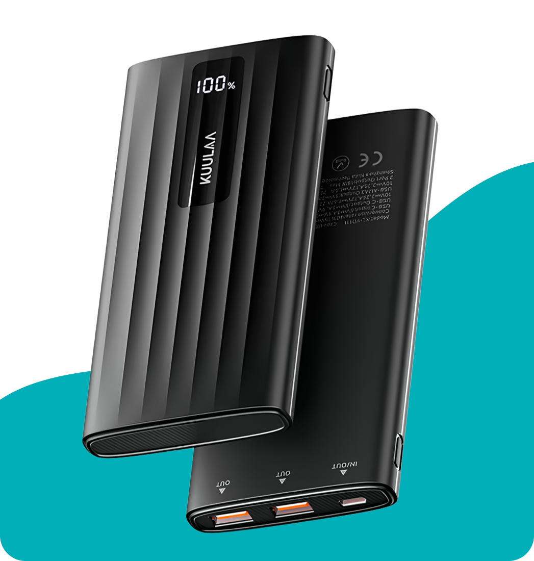 Внешний аккумулятор KUULAA 10 000mAh PD 22W с 2 выходами чёрный