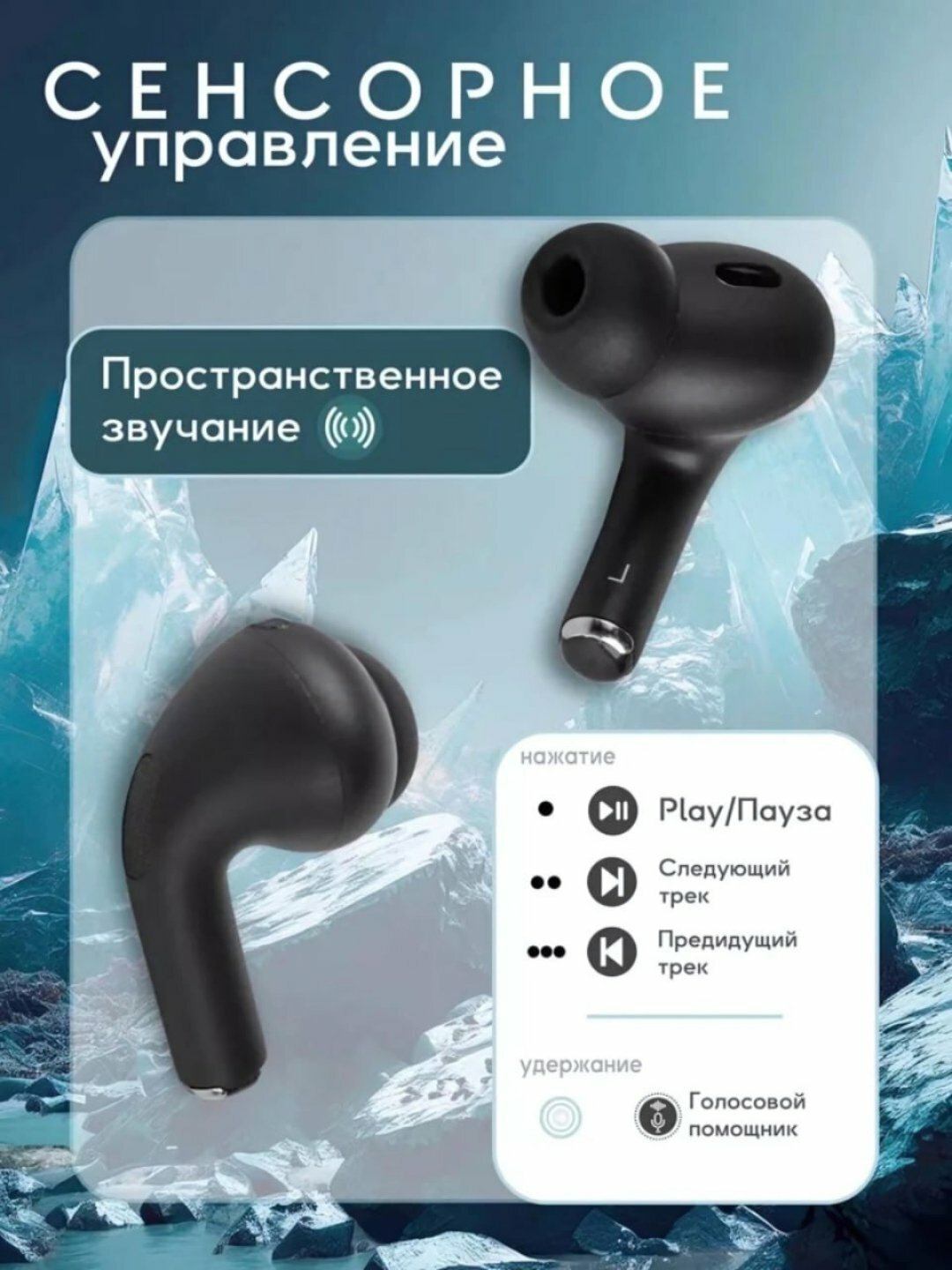 Беспроводные наушники Ar Pods Pro 2, дисплей, ANC, сенсорный экран, черные — фото 1