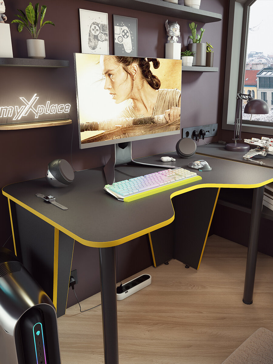Игровой компьютерный стол Xplace 110, ЛДСП, Черно-Желтый