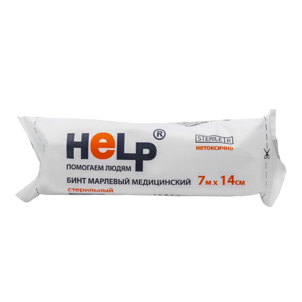 Бинт марлевый медицинский стерильный Help 7м х 14см 1 шт