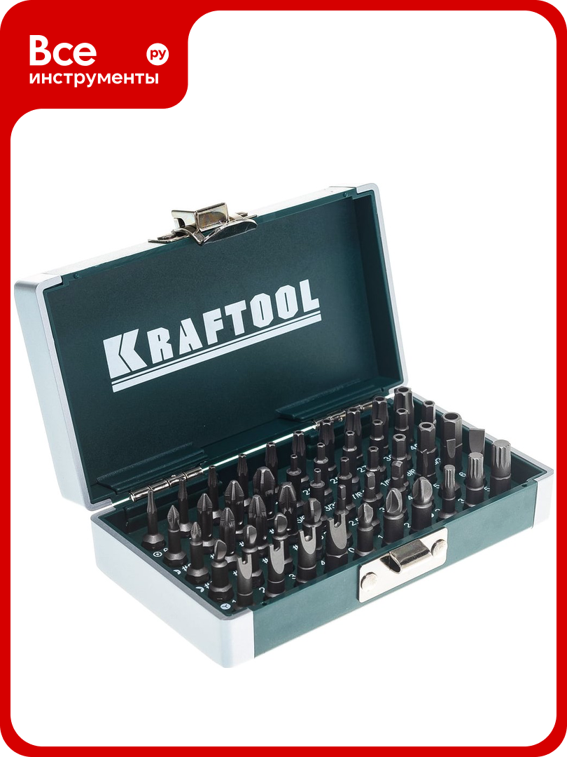 Набор кованых торсионных бит KRAFTOOL X-Drive Cr-Mo, система насечек "NSS", 50 предметов, в боксе 26065-H50