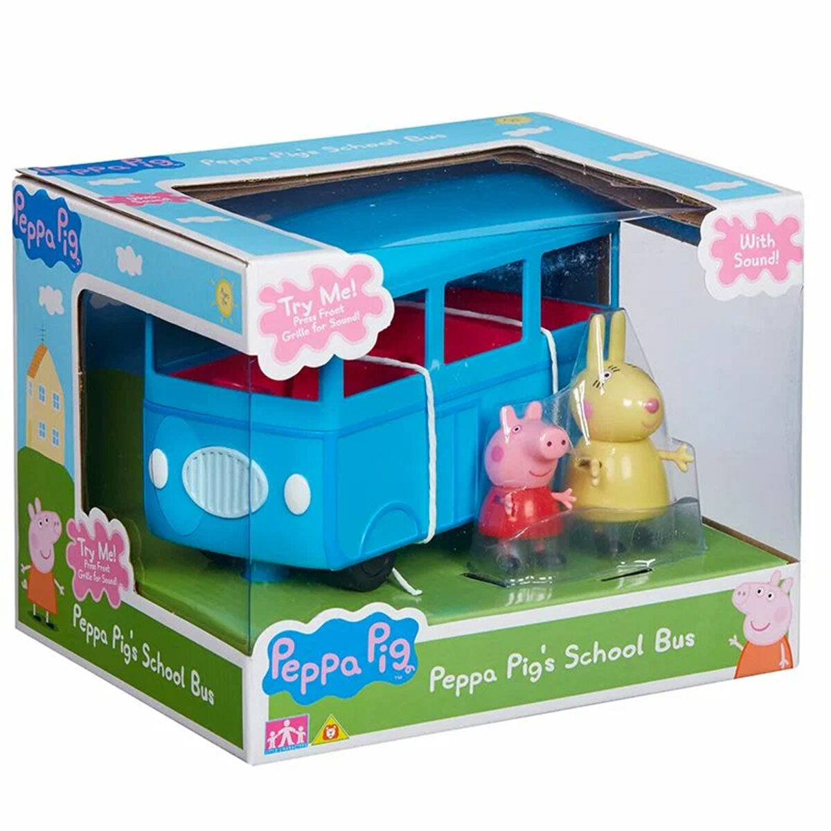 Peppa Pig School Bus with Sound Toy / Детская Классическая Аниме-электрическая Игрушечная Машинка Со Звуком Свинка Пеппа