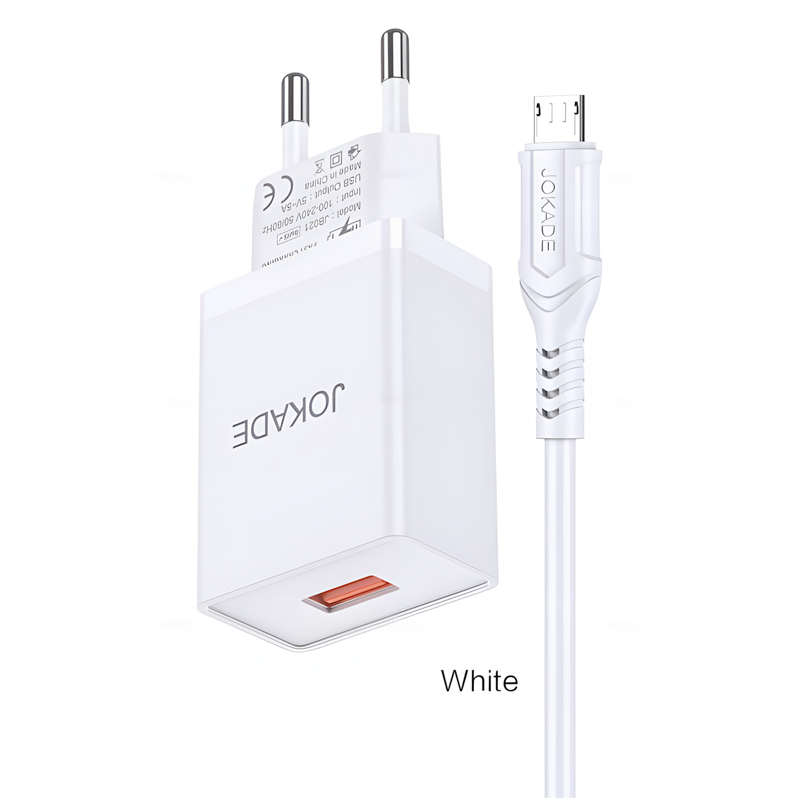 Сетевое зарядное устройство KAKUSIGA JB048, Micro-USB (V8), 1A, белое, для смартфона
