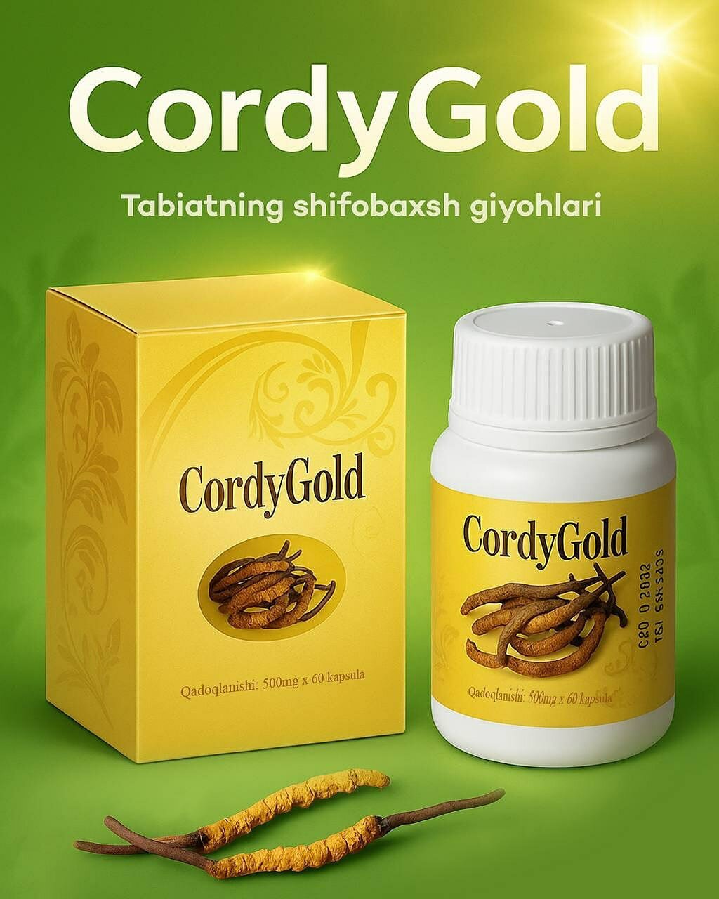 CordyGold – экстракт гриба кордицепса, 500 мг × 60 капсул