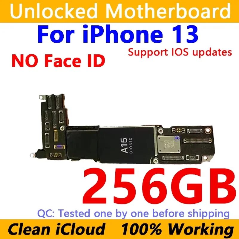 Полностью рабочая материнская плата Clean iCloud для iPhone 13 13 pro 13 Pro MAX, материнская плата с поддержкой ios и замены логической платы Face ID, 13 256G No Face