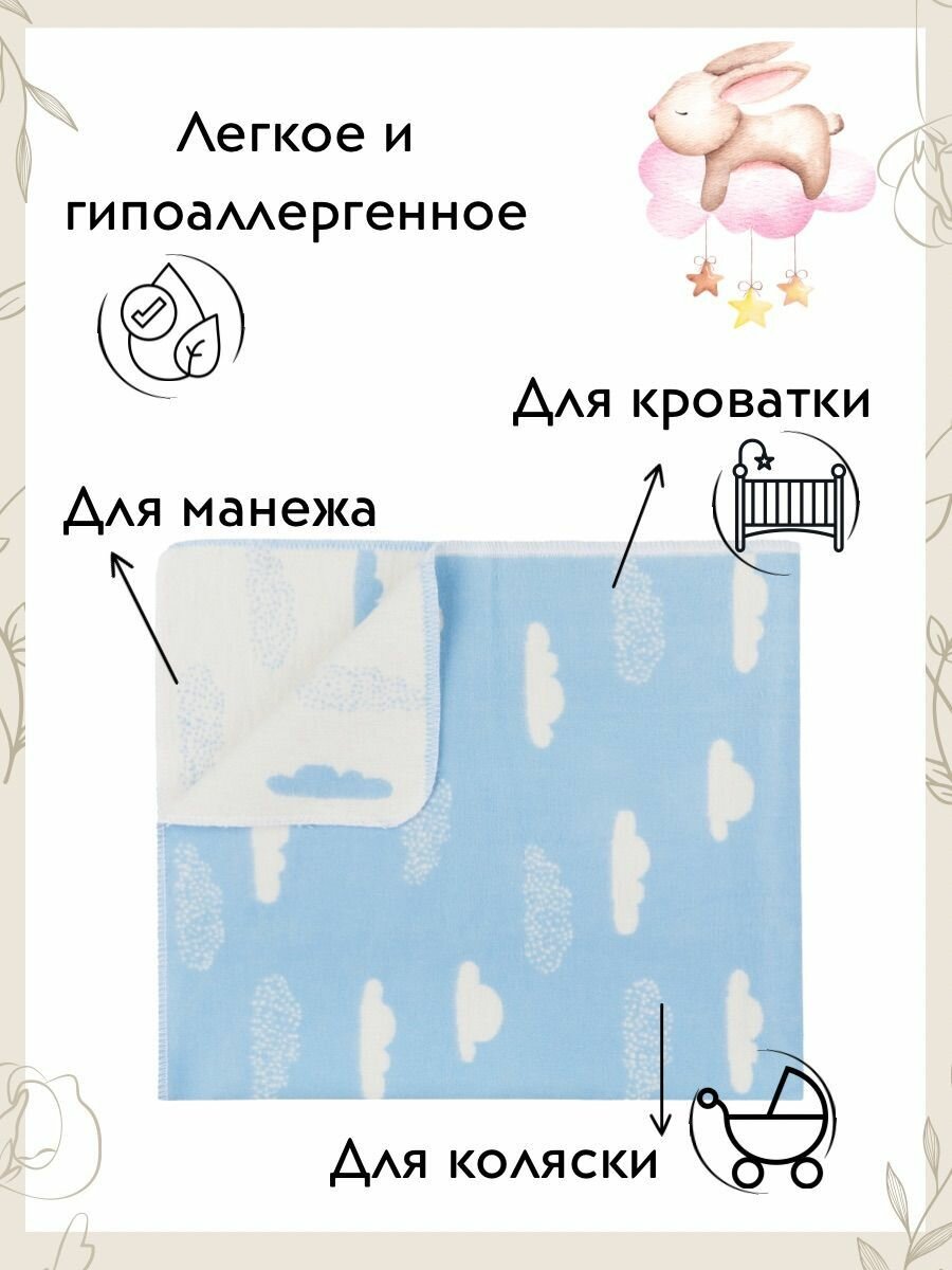 Байковое одеяло ВотОнЯ, детское, 100×140, хлопок, гипоаллергенное — фото 1