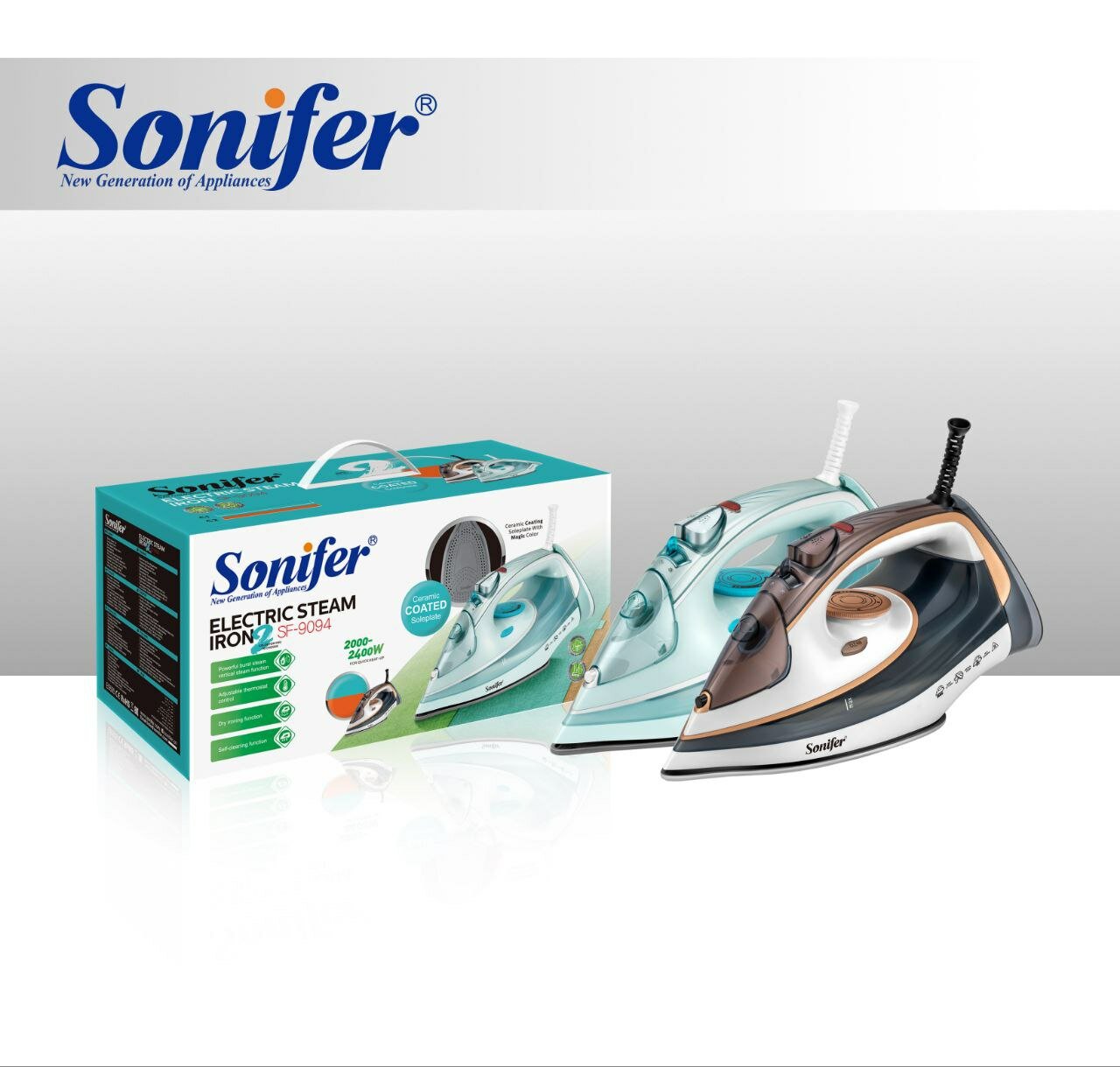 Паровой утюг Sonifer SF-9094, с автоотключением, профессиональный, 2400Вт