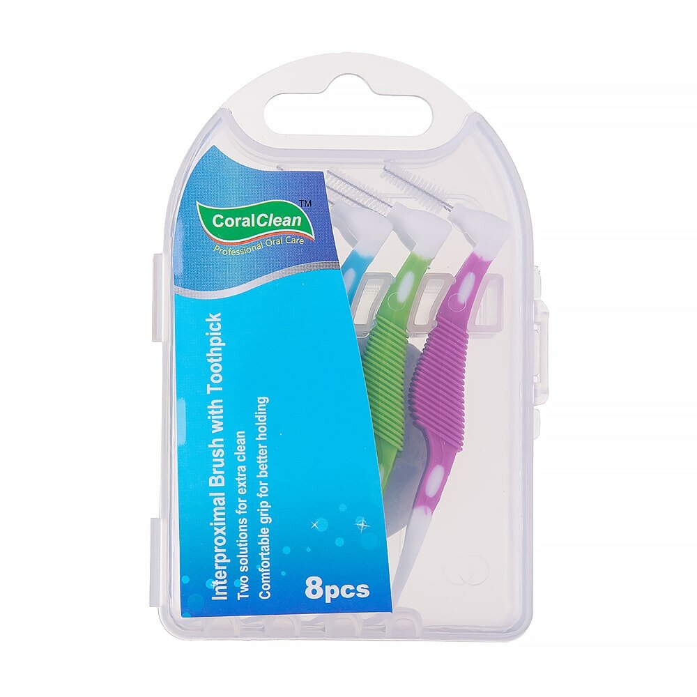 Межзубные ершики CoralClean с зубочисткой, 8 штук в упаковке