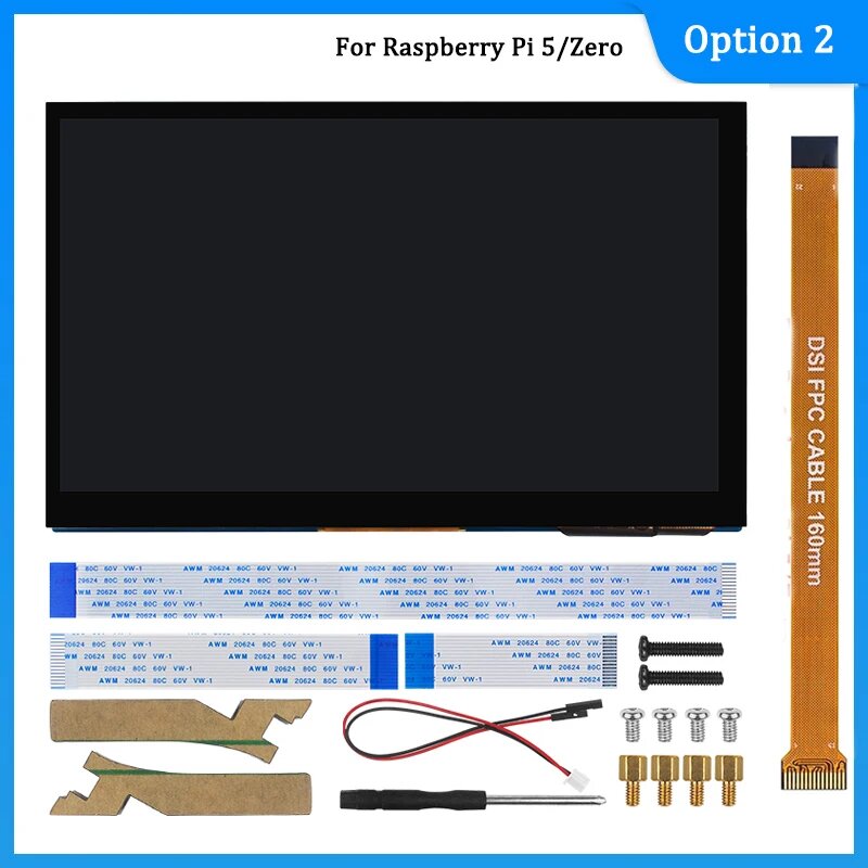 7-дюймовый сенсорный экран DSI IPS-дисплей 800*480 ЖК-кабель MIPI CSI с держателем для Raspberry Pi 5 4B 3B+ 3B