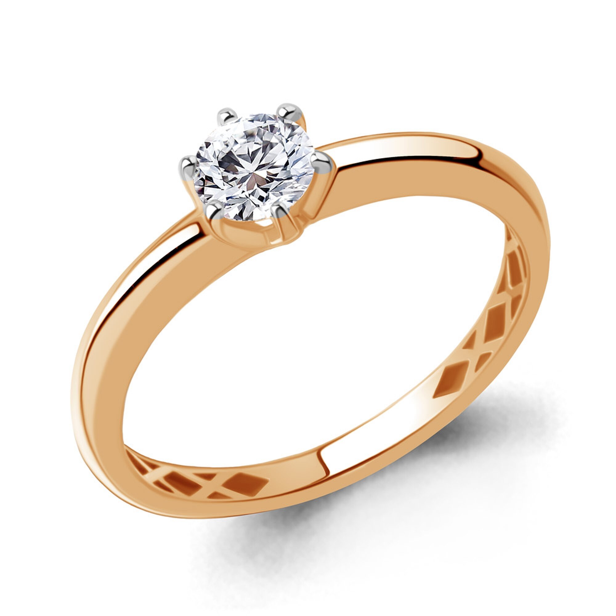 Кольцо помолвочное Diamant online, красное золото, 585 проба, фианит