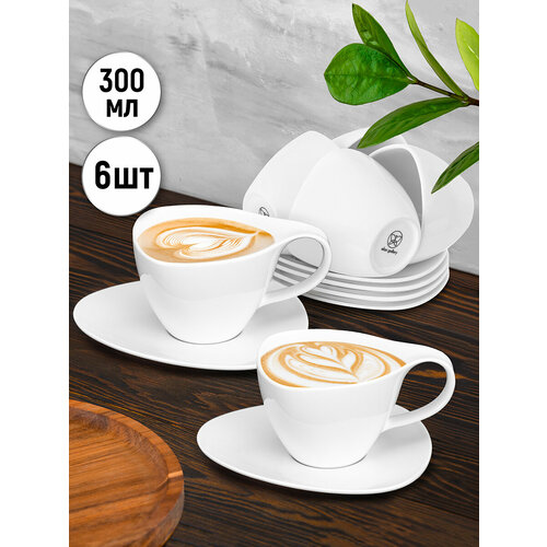 Чашка с блюдцем чайная пара 12 предметов 300 мл Elan Gallery Колоранс белый набор 4601₽