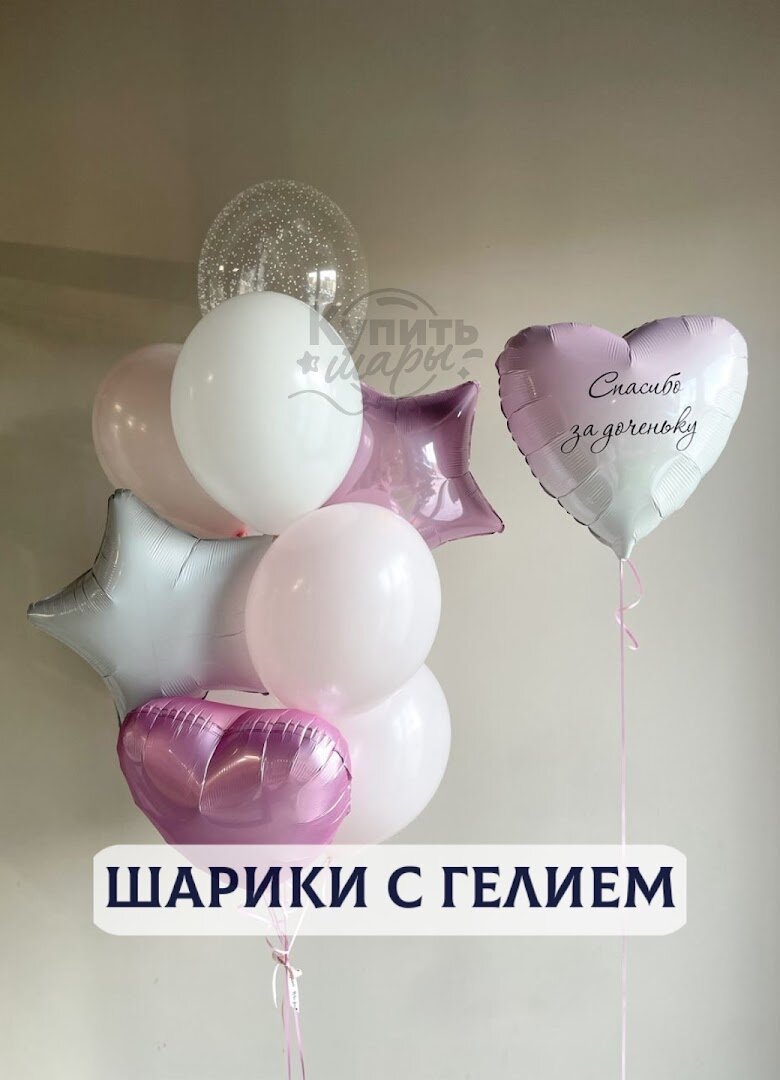 Воздушные шары с гелием, шарики воздушные на выписку для девочек №25