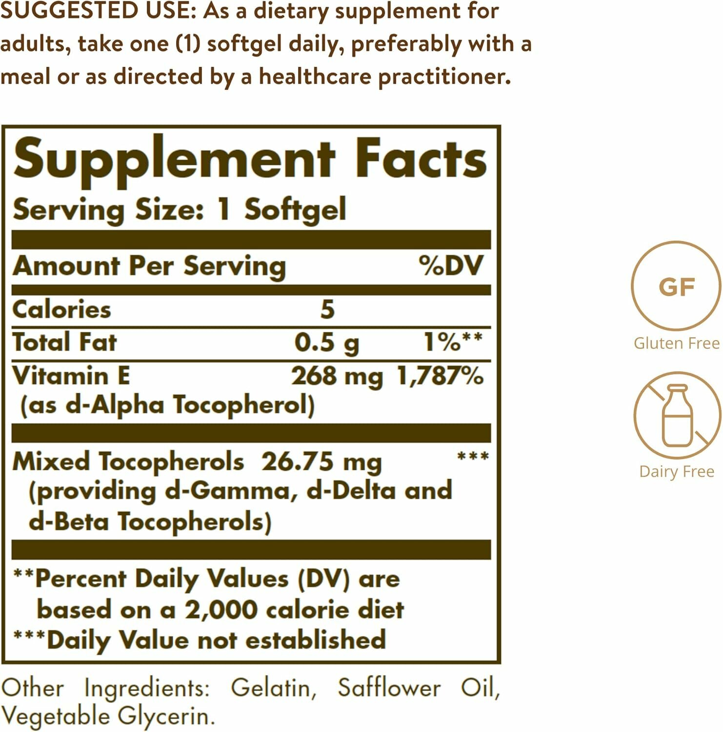 Картинки Solgar, Vitamin E 400ME d-alpha , Витамин E д-альфа токоферол в мягких капсулах, 268 мг, 400 МЕ, 100 шт.