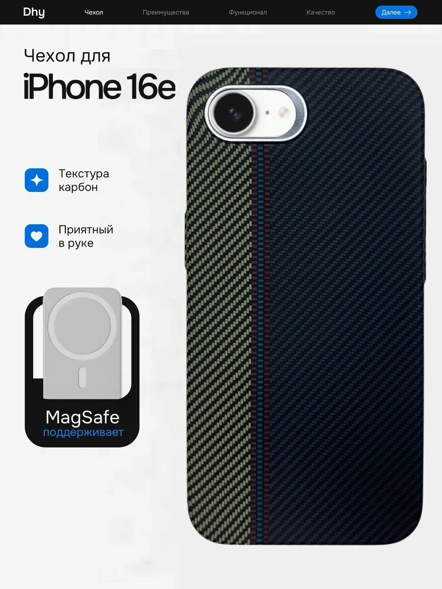 Чехол на iPhone 16E c MagSafe под карбон