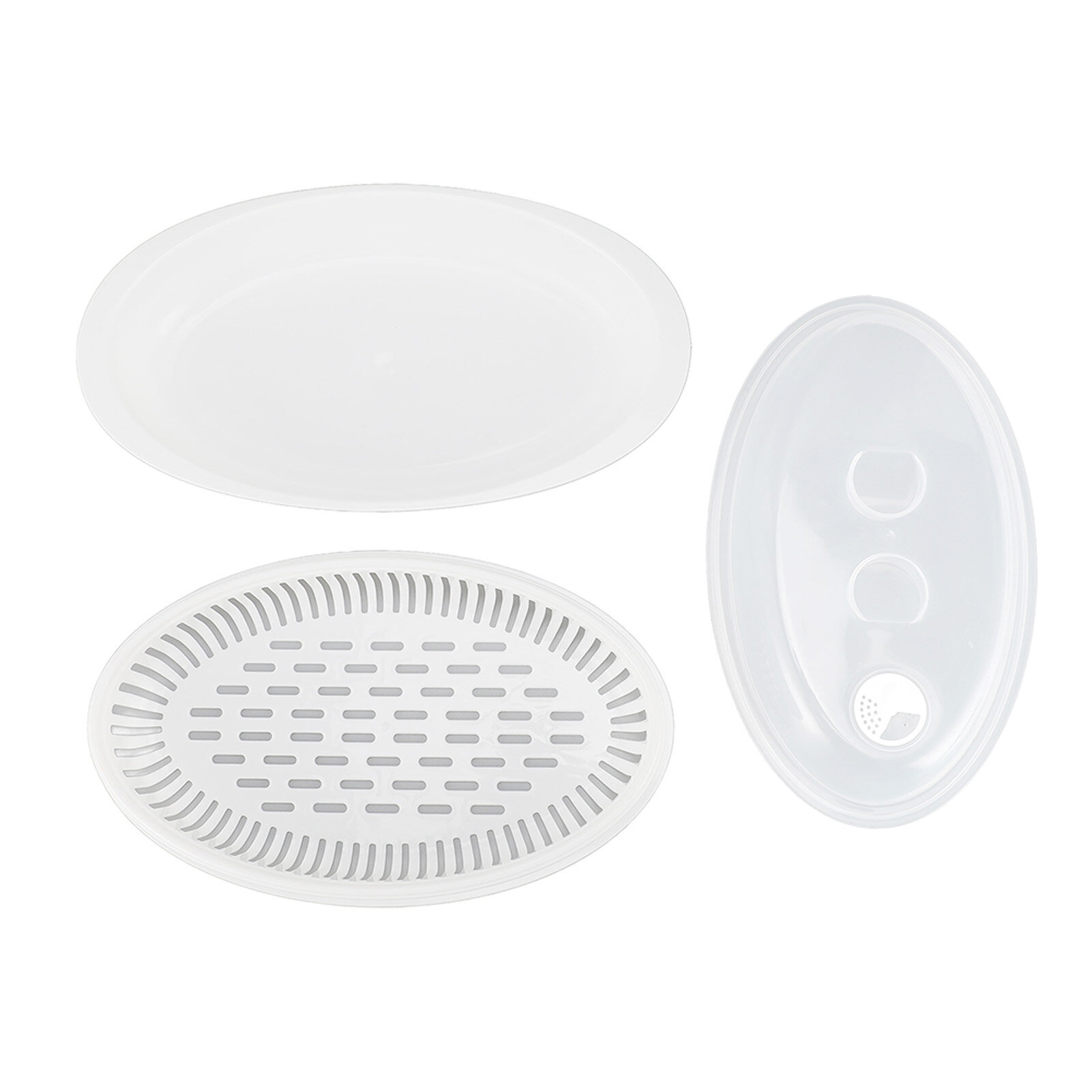 Microwave Steamed Fish Plate with Cover PP Fast Heat Conduction Container for Kitchen