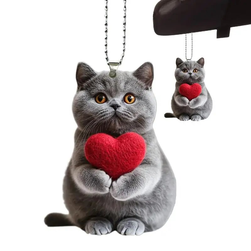 Автомобильный кулон подвесное украшение с цепочкой 2D плоское зеркало заднего вида в форме животного и кошки подвесной декор аксессуары для салона автомобиля