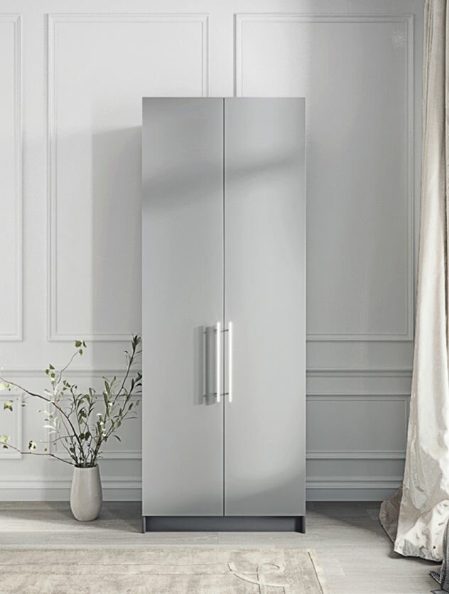 Шкаф для одежды Casa Mia 60x55x220 см. двухстворчатый распашной цвет Серый Манхеттен 540 РЕ Ручка Boyard мебельная рейлинг 320мм нержавеющая сталь
