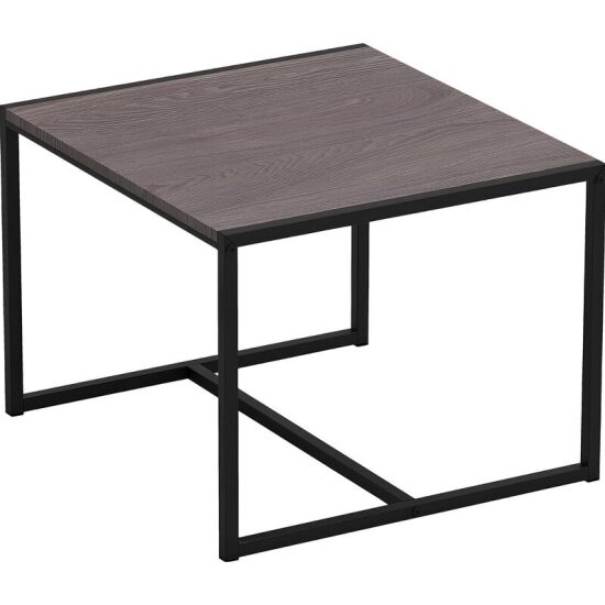 Стол журнальный TI_ Комус Онега-3 490x490x455 мет чер/ЛДСП ясень анкор темн
