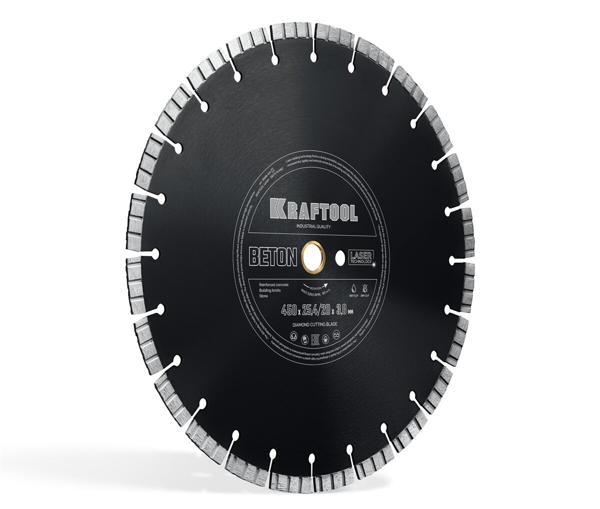 KRAFTOOL BETON 450 мм (25.4/20 мм 12х3.8 мм) алмазный диск (36686-450_z01)