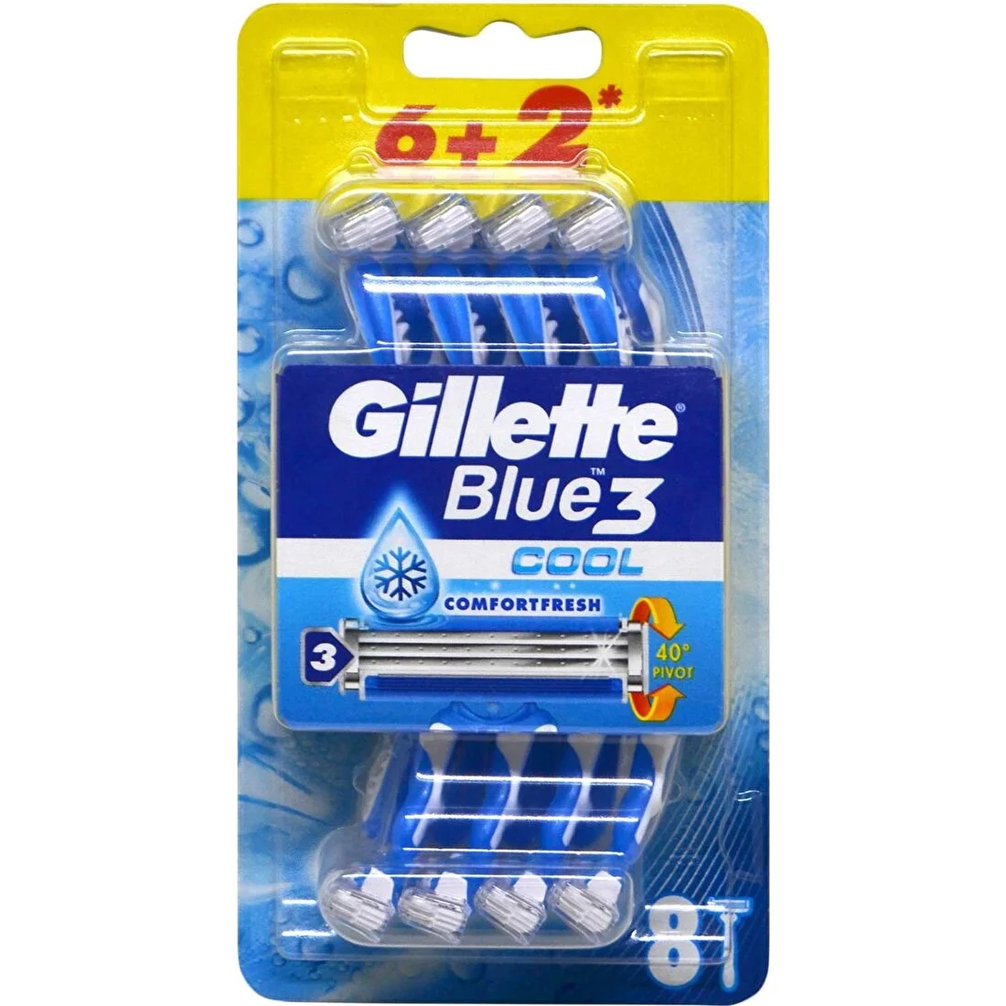 Бритвенный станок Gillette Blue 3 Comfort, многоразовый, 6+2 шт — фото 1