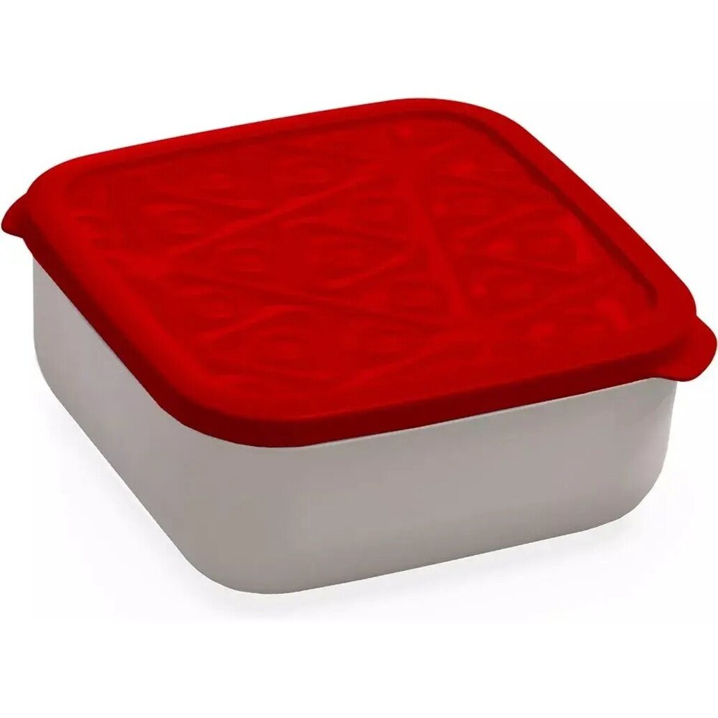 Контейнер квадратный  Flexo  2 7л с герметичной крышкой  белый корпус красная крышка