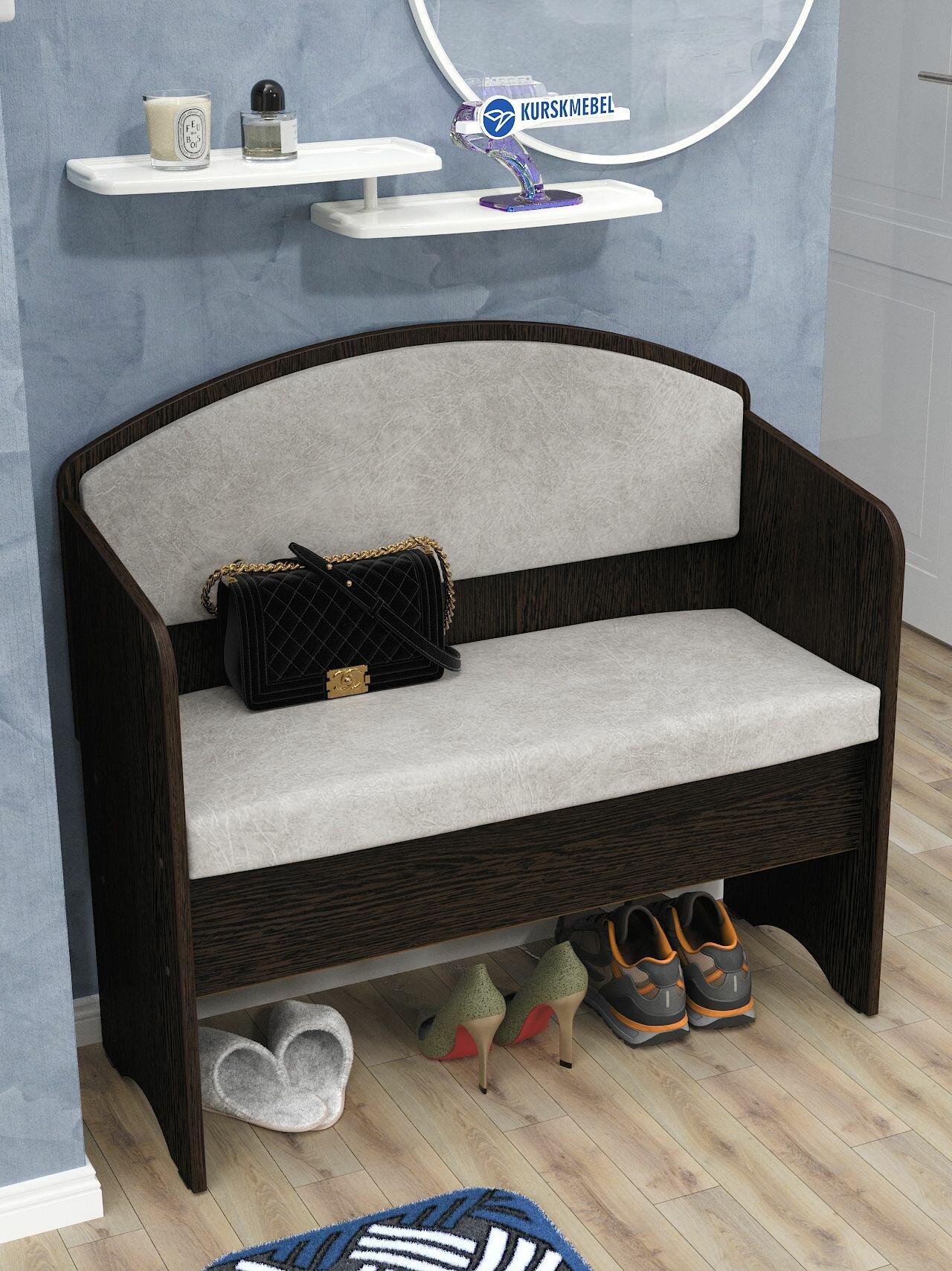 Обувница курскмебель №35 с откидной дверцей вверх ЛДСП венге 90x37x85 см