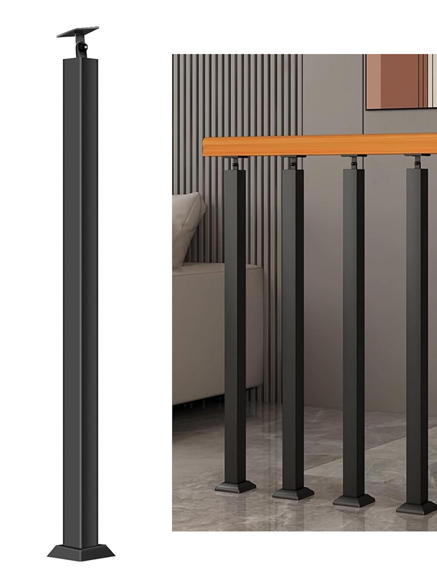 Металлические стойки для лестничных перил кованые опоры черного цвета с креплениями для дома лофта крыльца