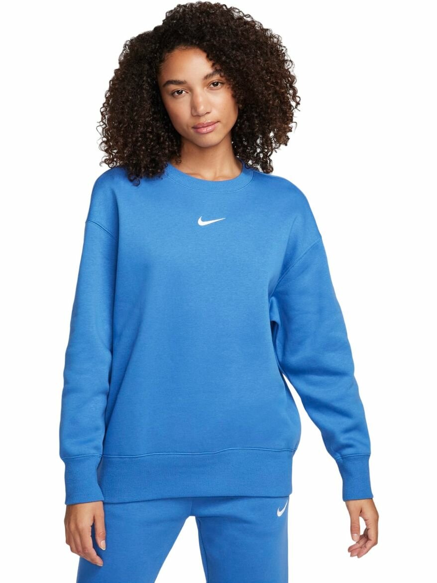 Свитшот спортивный NIKE W NSW PHNX FLC OS CREW, размер M INT, , синий