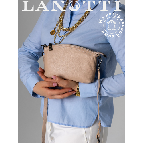 Сумка клатч LANOTTI, фактура зернистая, серебряный