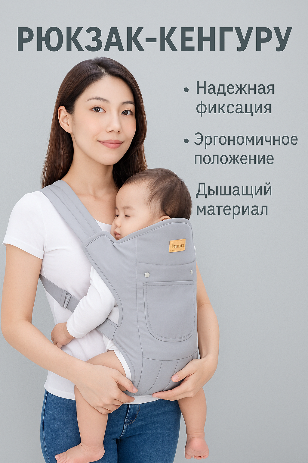 Рюкзак-кенгуру "Эргономичный", для новорожденных, с карманом для пустышки