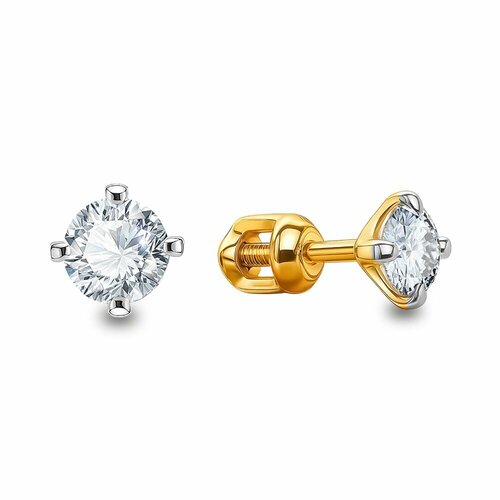 фото Серьги пусеты 585gold, красное золото, 585 проба, родирование, , белый