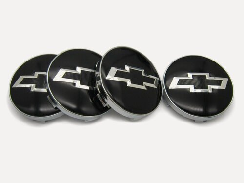 Изображение товара Колпачки заглушки на литые диски Chevrolet black модель 2 60/56/9 мм, комплект 4 шт.