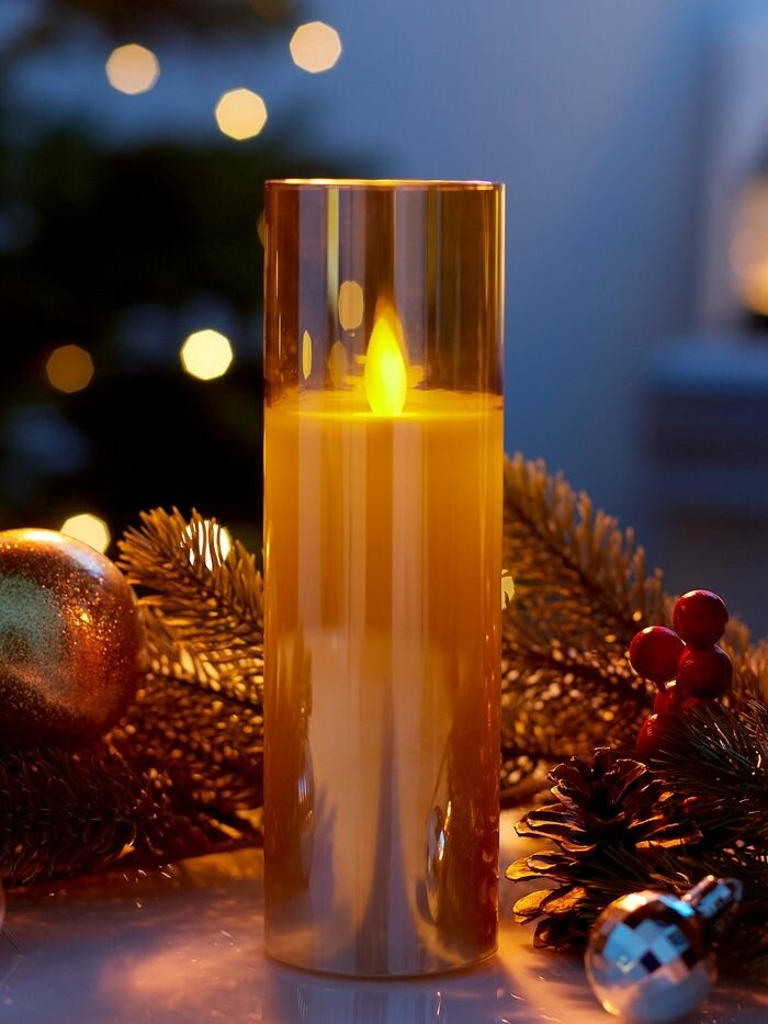 Светодиодные свечи Luazon Lighting "Золотистые", 18х5,5 см, от батареек АА 2 шт, свечение теплое белое
