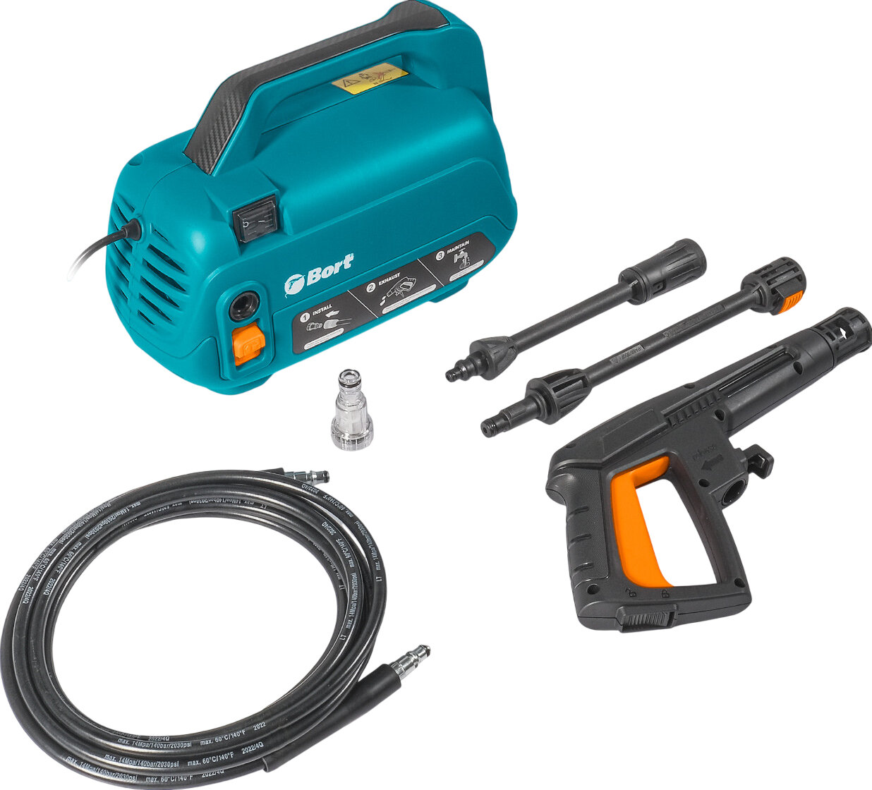 Мойка высокого давления BORT BHR-1600 Compact 1600Вт 120бар забор воды из ёмкости