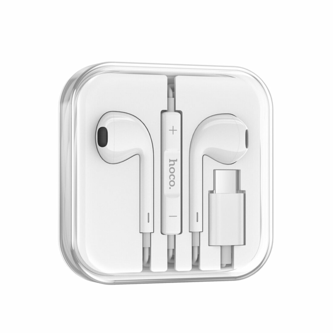 Проводные наушники M101, Type-C Crystal joy wire-controlled earphones with microphone, HOCO, белые — фото 1