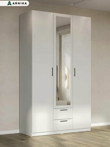 Изображение товара ARNIKA "Бали" Шкаф для одежды с зеркалом, Белый 51х120х209.2 см