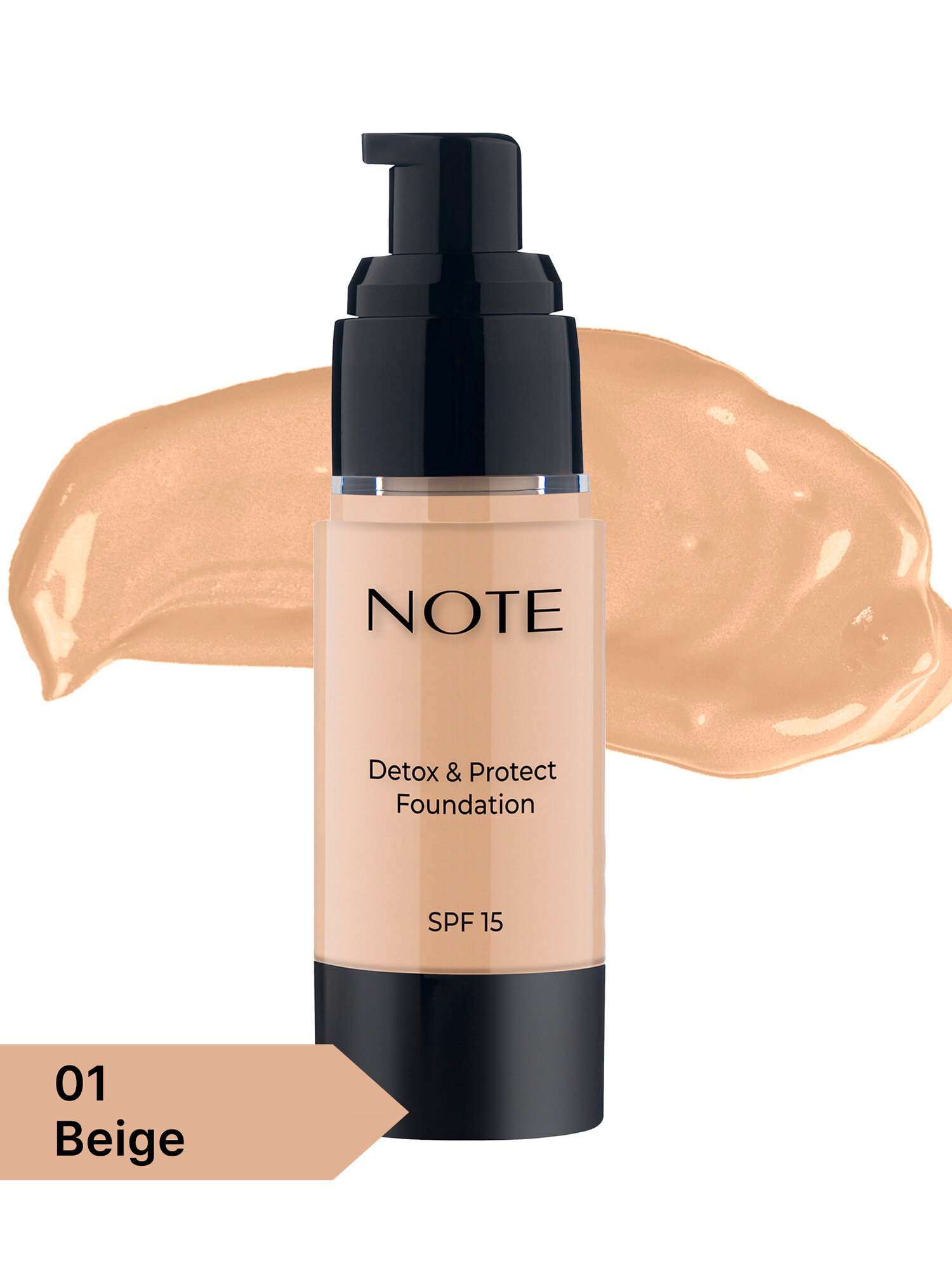 Тональный крем (Note Detox & Protect Foundation 01 beige SPF15, 30ml) — фото 1