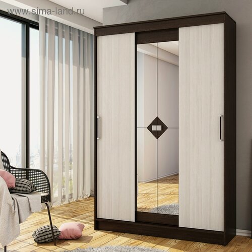 Изображение товара Шкаф-купе Сима-ленд «Агат», ЛДСП, 140 см х 214 см х 46,5 см, 2 двери, с зеркалом