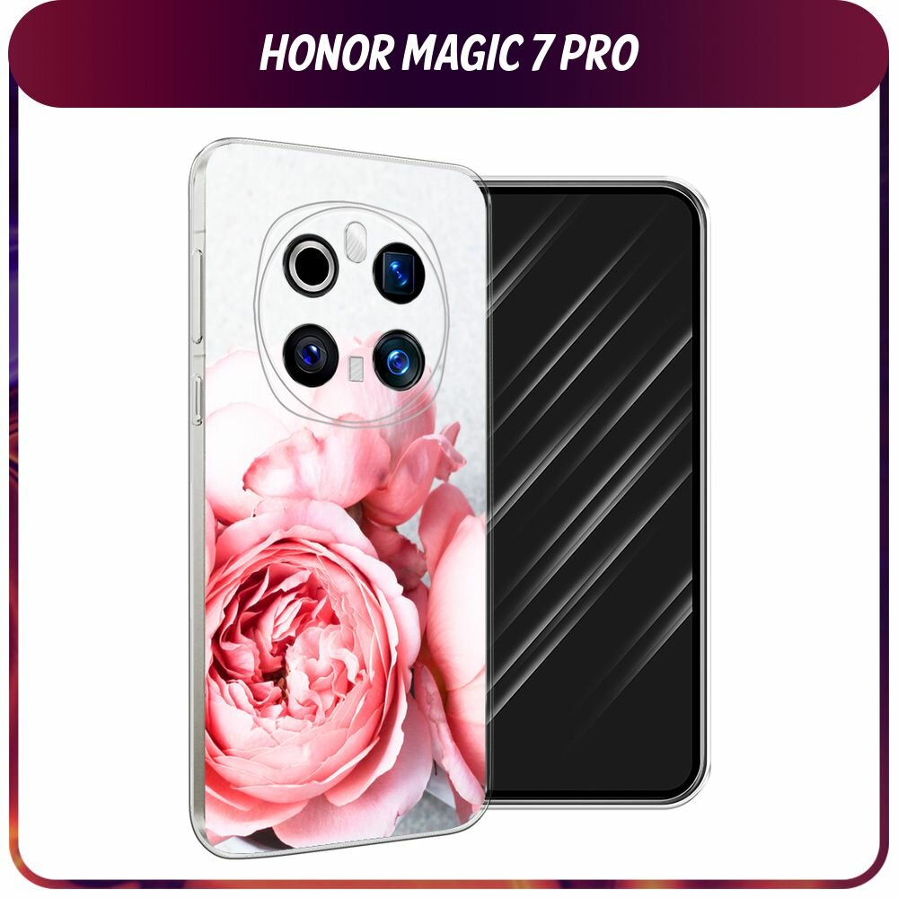 Чехол на Honor Magic 7 Pro / Хонор Мэджик 7 Про с принтом "Пионы на белом"