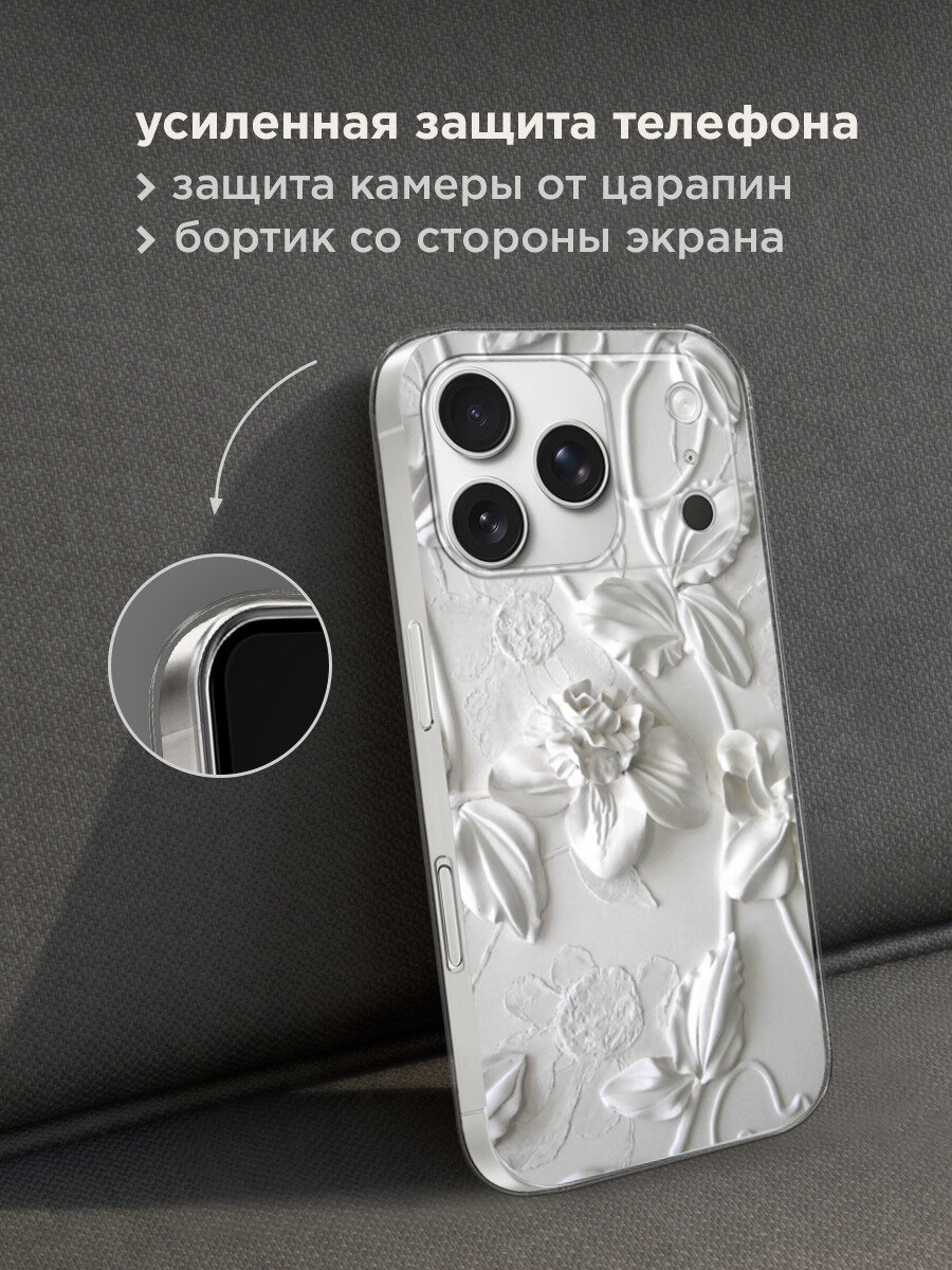 Чехол на Apple iPhone 17 Pro Max / Айфон 17 Про Макс с принтом Гипсовые цветы — фото 1