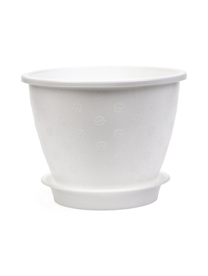 ПластоС Горшок для цветов «Цветочек» 3.6 л d=21.5 см h=16.5 см пластиковый белый