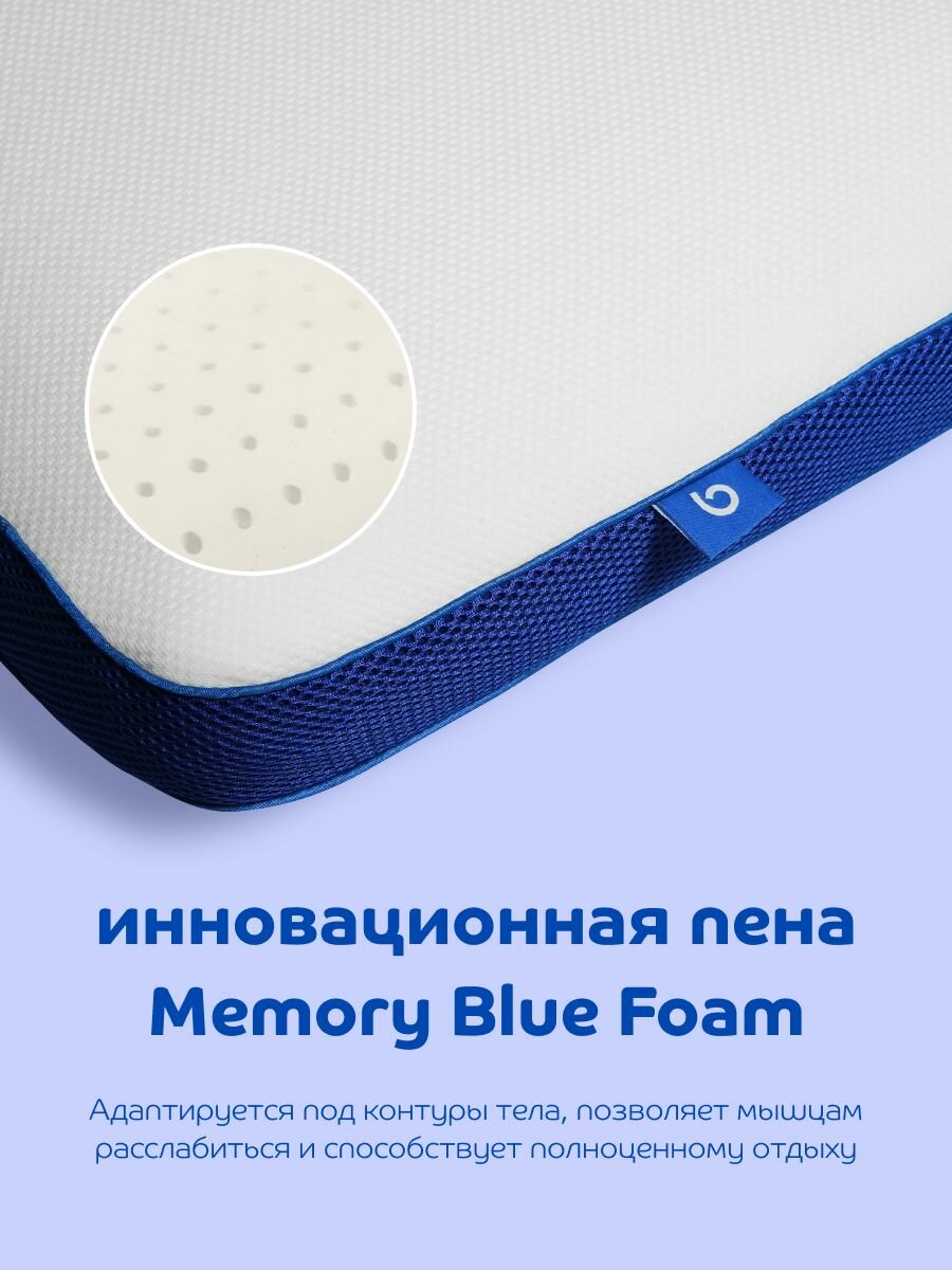 Подушка 43x56 анатомическая для сна, для шеи, с эффектом памяти , Blue Sleep, Blaze — фото 1