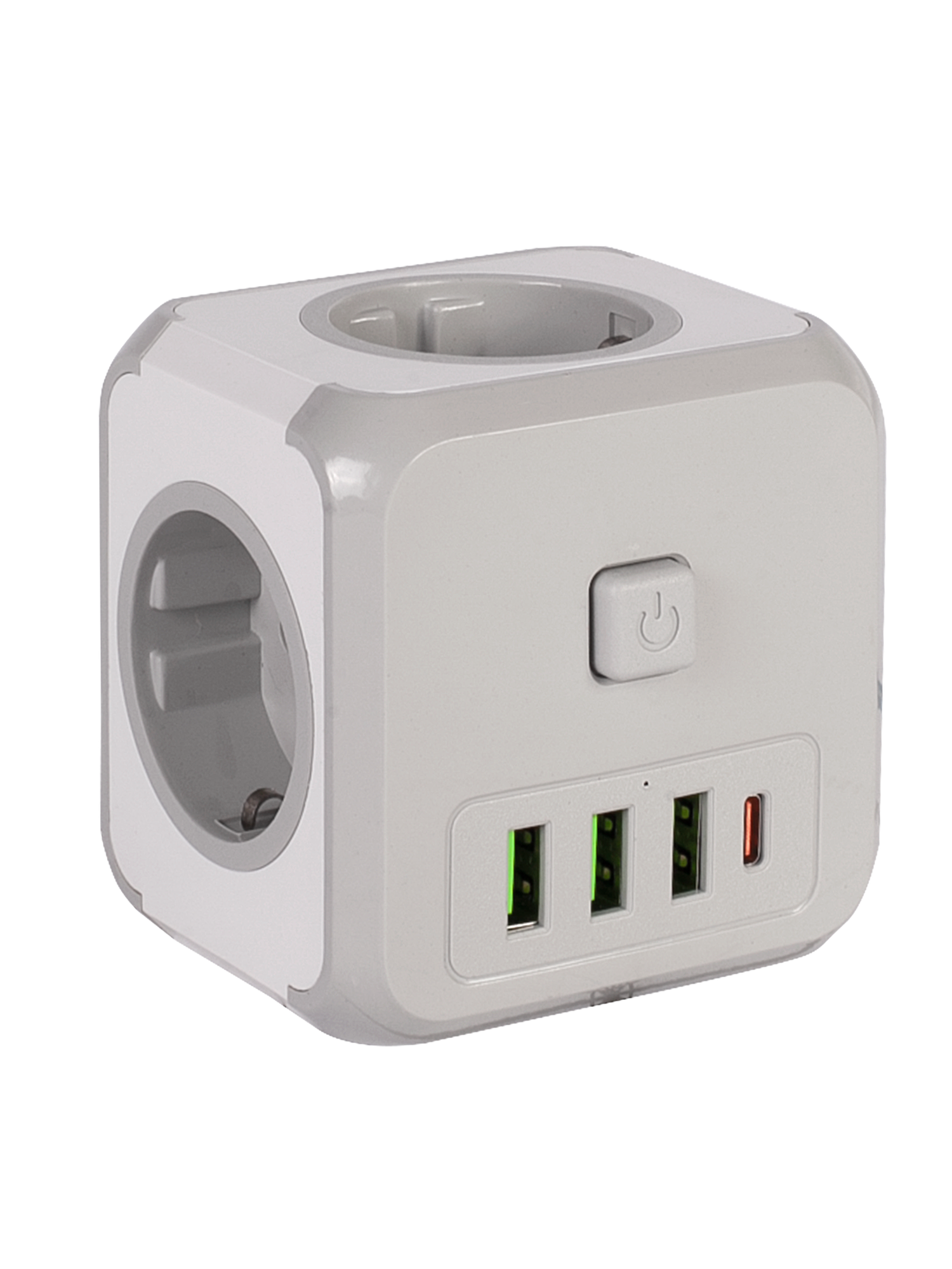 Сетевой фильтр RUCELF YM-PC3311, 3 розетки и 4 порта USB, белый — фото 1