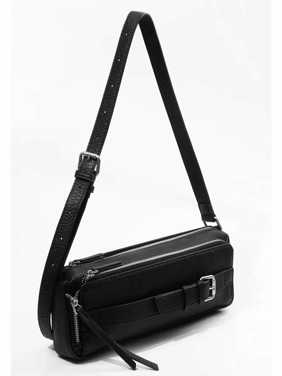 Сумка багет BT, фактура гладкая, черный — фото 1