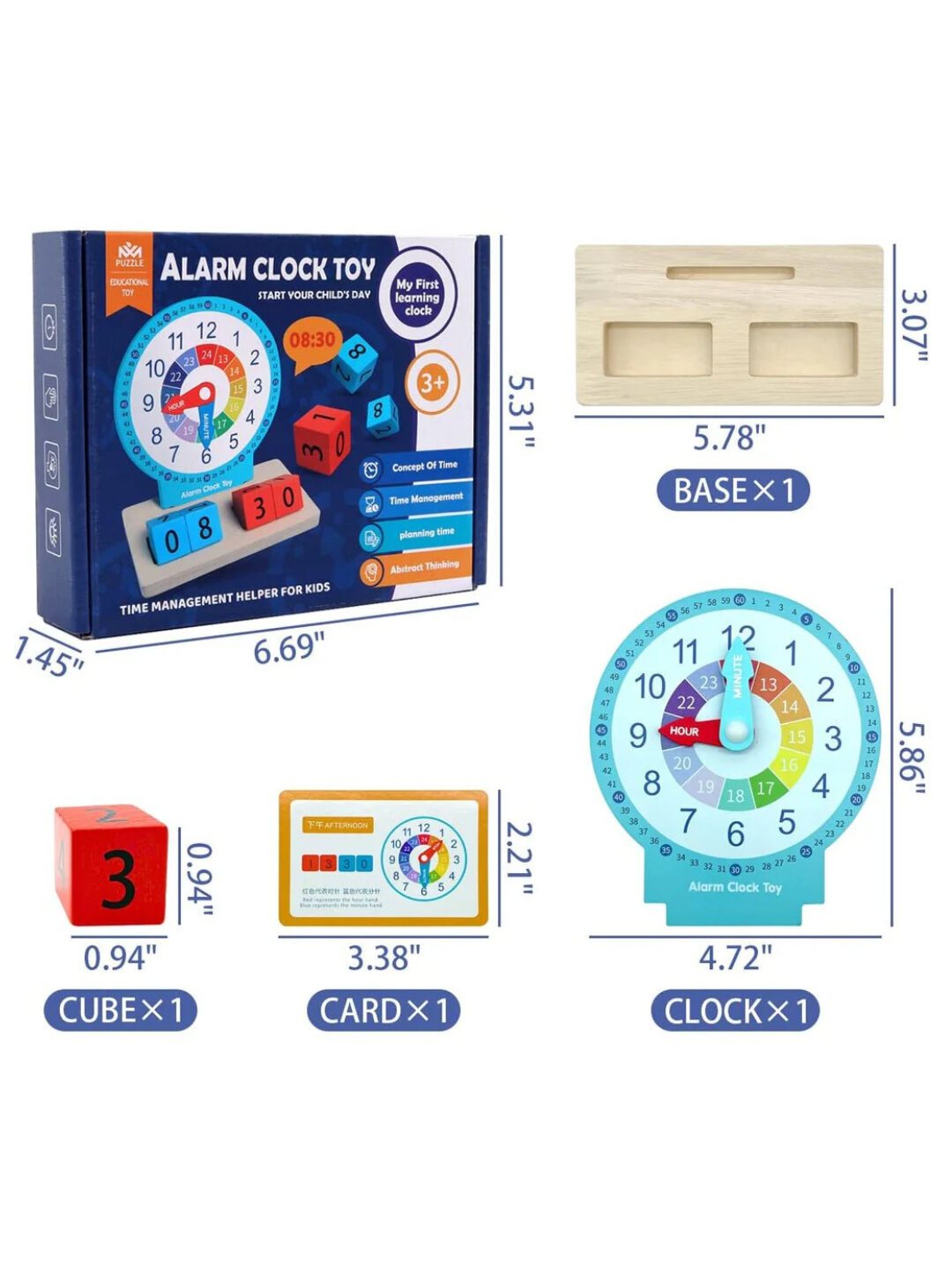 По обучению детей определять время по методу Монтессори. Развивающая игрушка детей