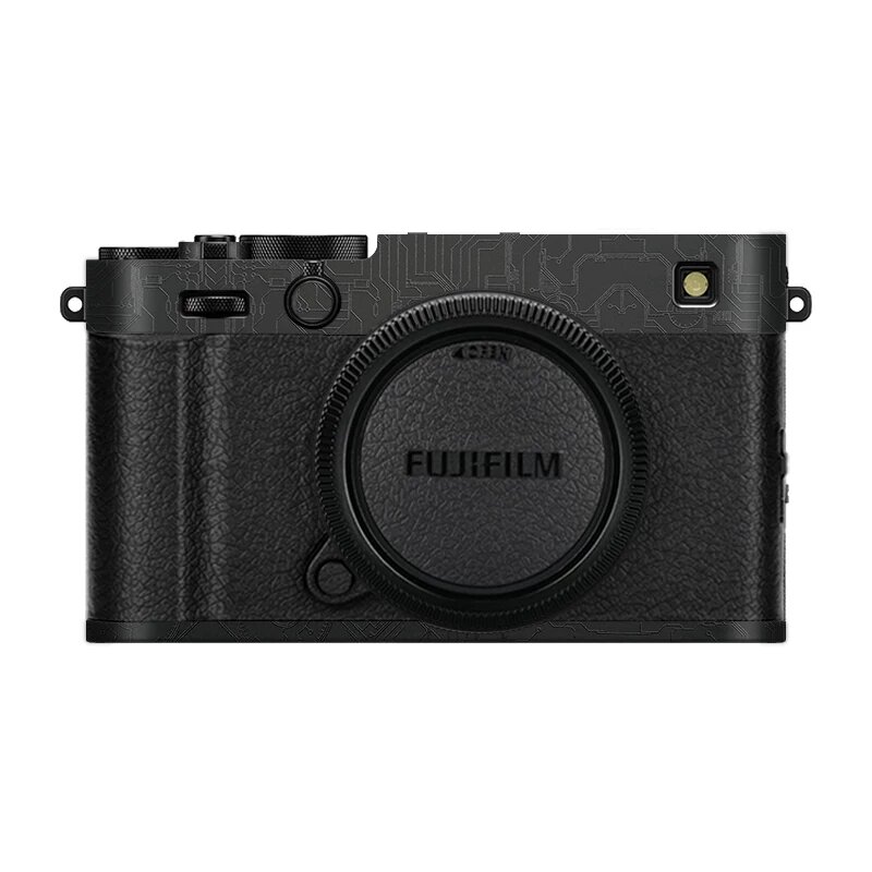 Защитная пленка для объектива Fujifilm X-E5 с черной кожаной текстурой и циркуляционным черным узором