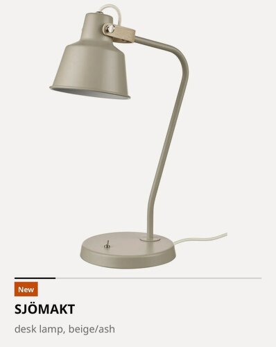 Изображение товара Настольная лампа SJÖMAKT IKEA, бежево-пепельного цвета, цоколь Е27