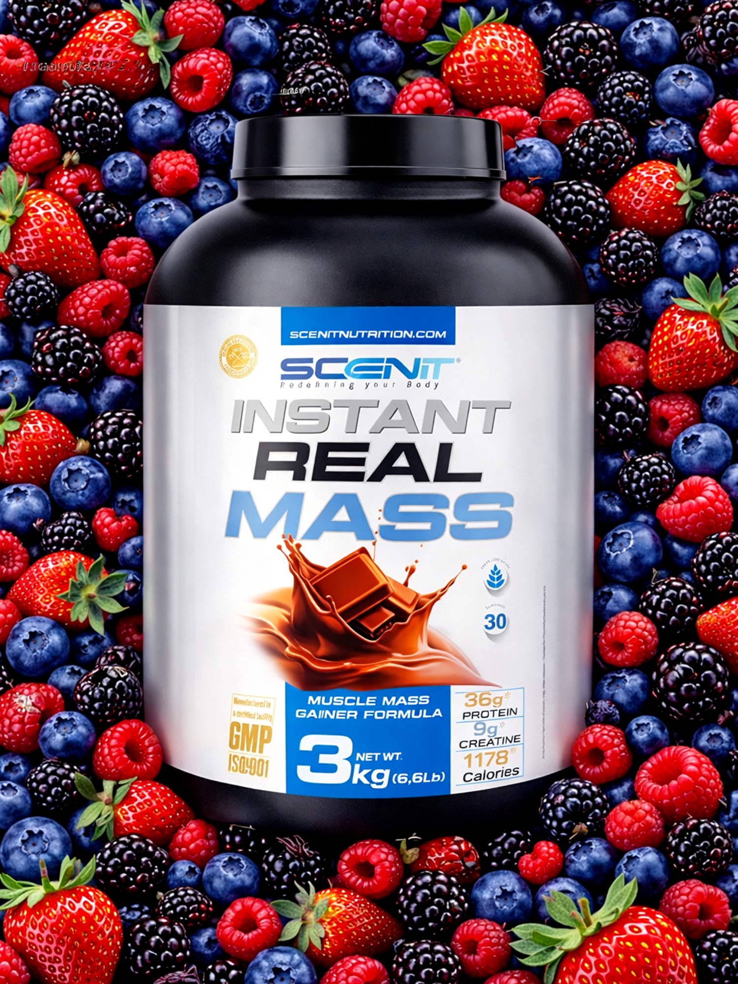 Гейнер , REAL MASS INSTANT, Scenit Nutrition, 50г протеина, 5000 ккал, Шоколад,3 кг